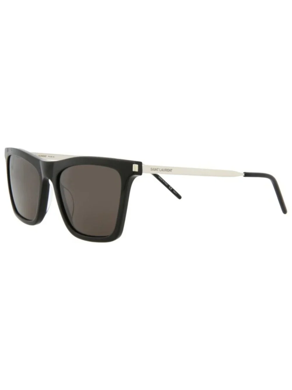 New Saint Laurent Women's Sunglasses Square Rectangle Acetate Frame Black Silver